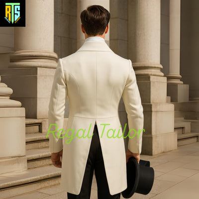 Jane Austen Costume - Regency Era Men's White Tailcoat Outfit – 19th Century Historical Costume – Cosplay or Themed Event Wear - Men's Coat