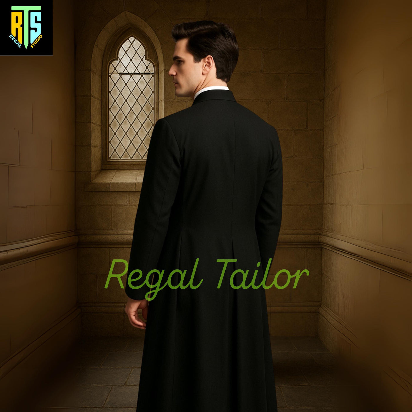 Classic Black Clerical Cassock for Priests – Full-Length Button Front Robe with Roman Collar | Custom Fit Church Vestment - Custom Size