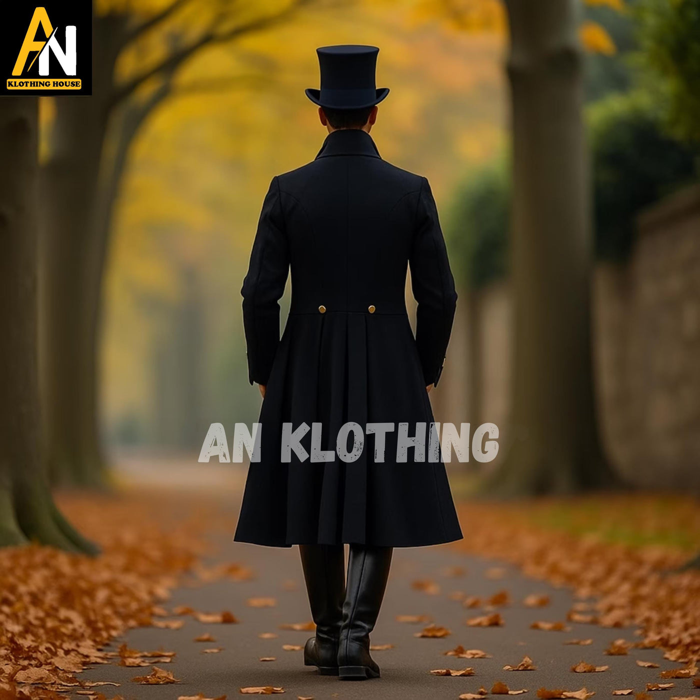 Men's Regency Classic Black Wool Coat - White Breeches - Gold Waistcoat – Men's Regency Era Jackets - Mr. Darcy Outfit Winters Wear