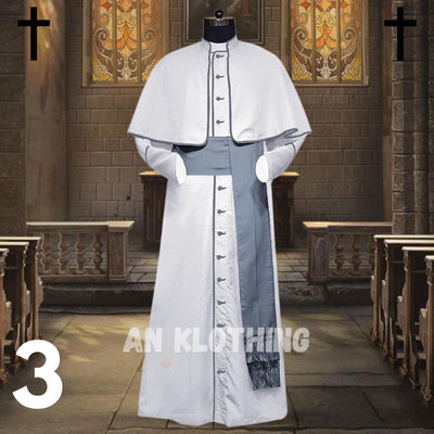 Catholic White Priest Cassock with Sash - Traditional Clergy Vestment - Liturgical Robe -Priest Church Attire Clergy Cassock - Custom Size
