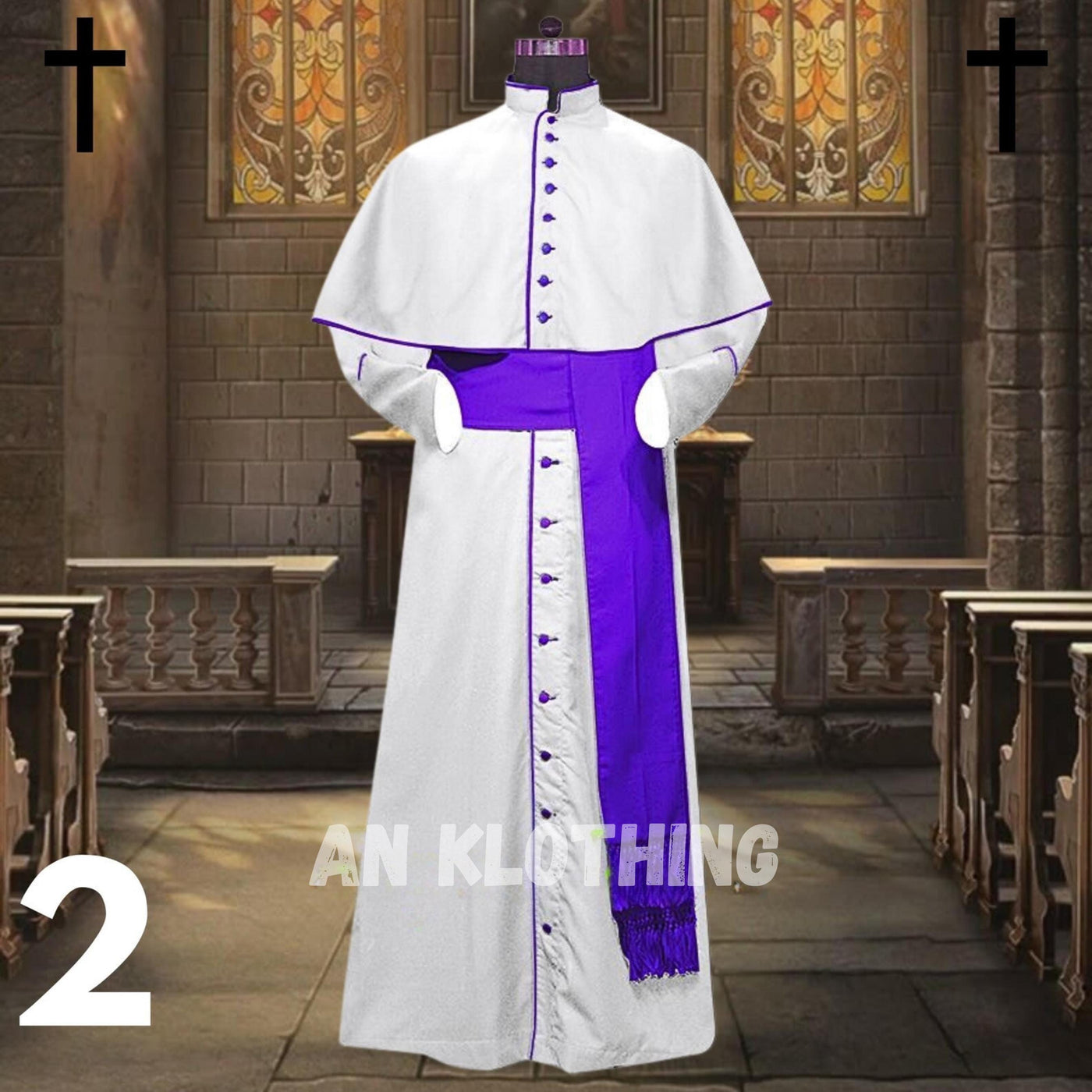 Catholic White Priest Cassock with Sash - Traditional Clergy Vestment - Liturgical Robe -Priest Church Attire Clergy Cassock - Custom Size