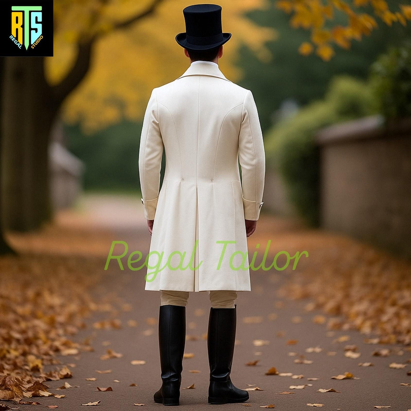 Elegant Regency Era Cream Frock Coat with Matching Waistcoat and Breeches - Authentic 1800s Style with Elegant Long Tails - Custom Fitted