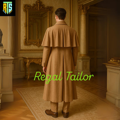 Brown Inverness Cape Coat – A Custom Made Wool Overcoat With A Classic Cape Design - Elegant Coachmen's Coat - Regency Garrick Overcoat