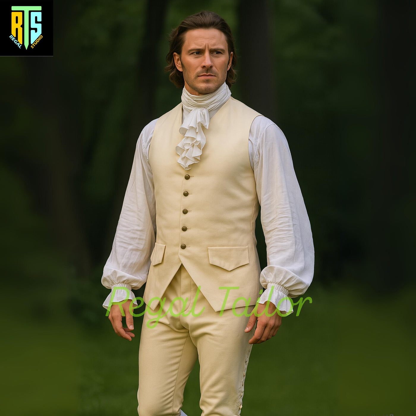 George Washington Uniform - Men 1770s American Revolution War Jacket - Halloween Costume - Historical 18th Century Reenactment Outfit