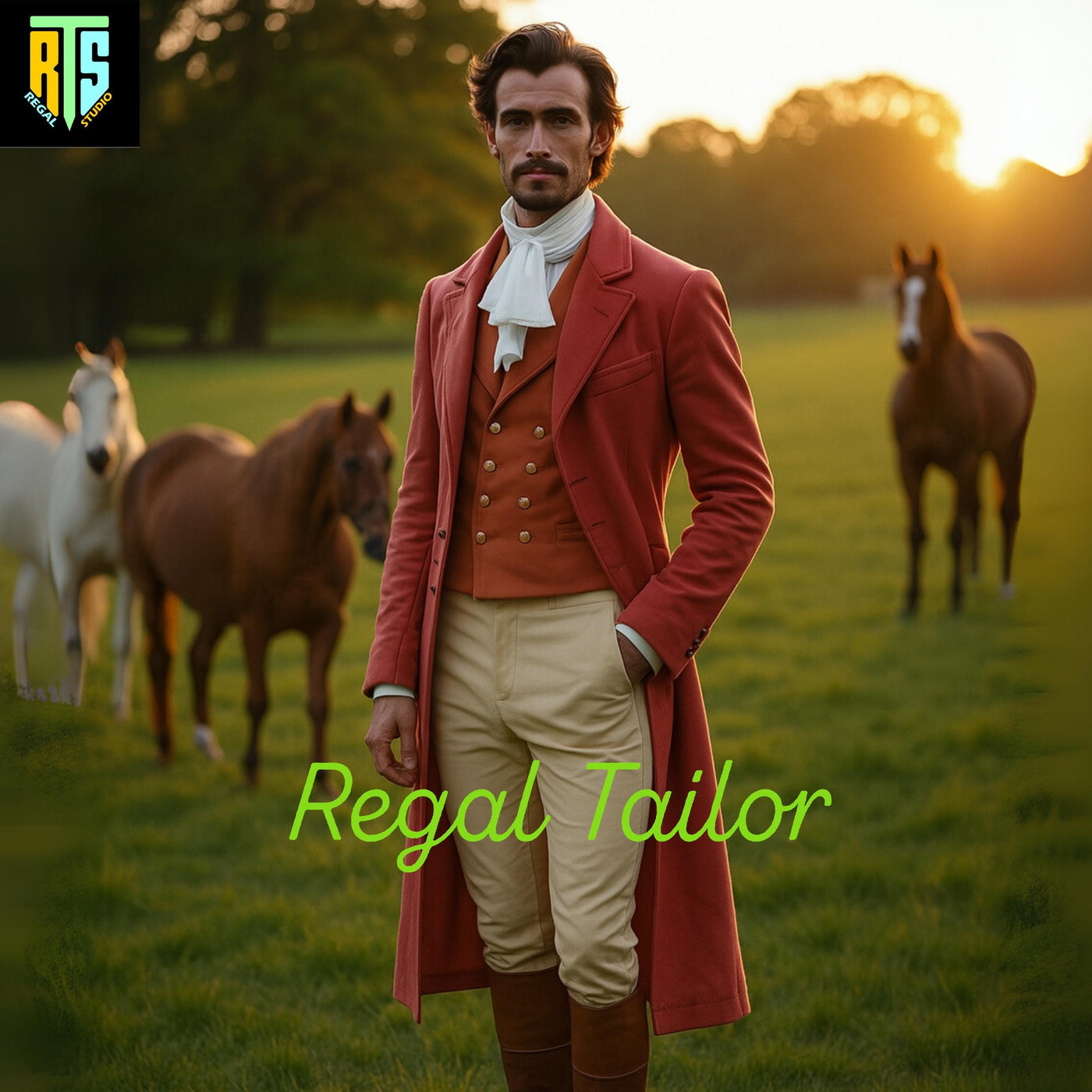 18th Century Inspired Formal Suit - Regency Rust Red Riding Wool Coat Set , Waistcoat & Breeches - Men's Regency Jackets - Steampunk Jacket