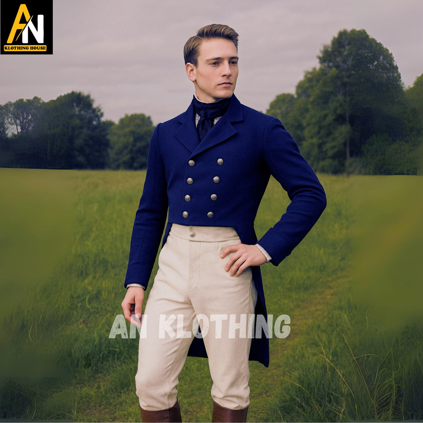 Jane Austen's Inspired Historical Victorian Wool Coat - Men’s Regency Navy Blue Tailcoat – Handmade Formal Jacket - Men's Regency Jackets