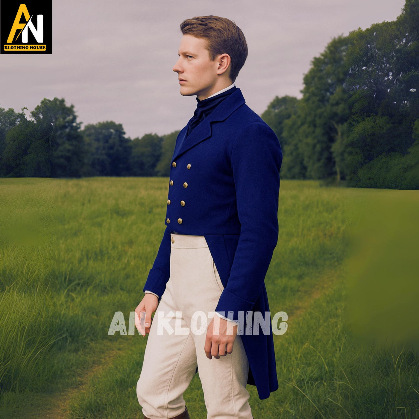 Jane Austen's Inspired Historical Victorian Wool Coat - Men’s Regency Navy Blue Tailcoat – Handmade Formal Jacket - Men's Regency Jackets