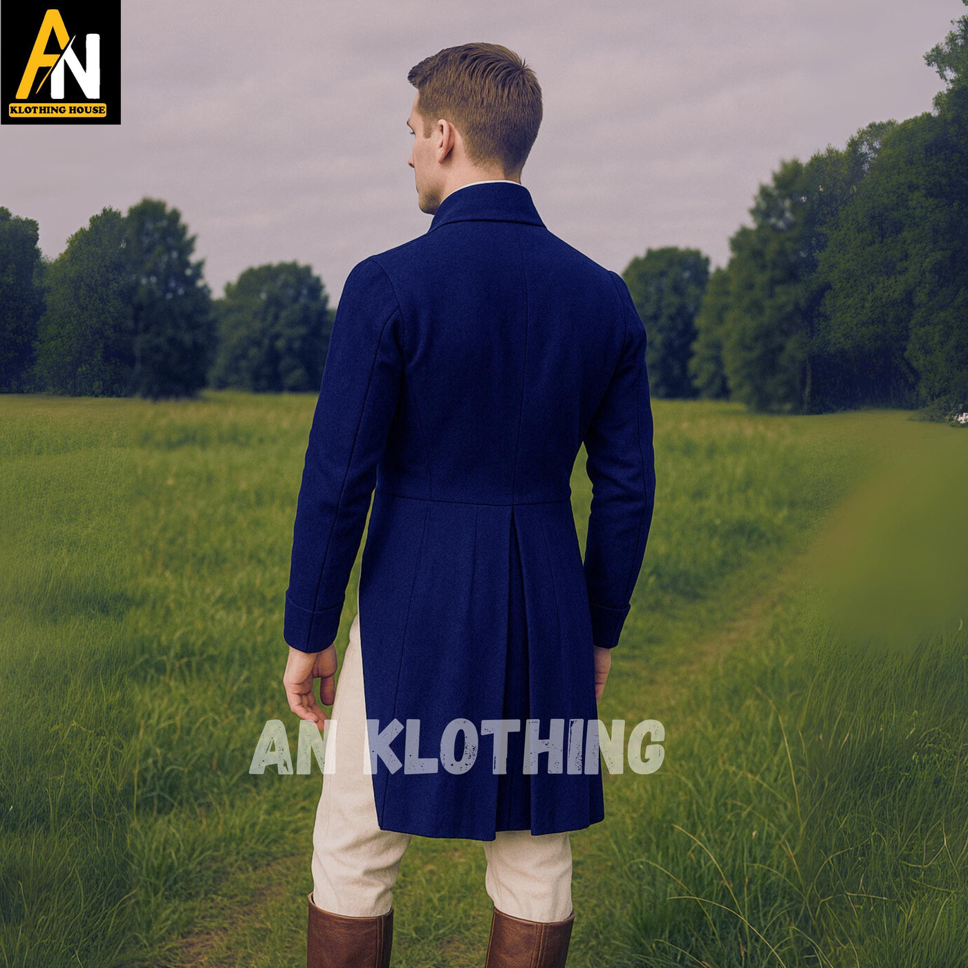 Jane Austen's Inspired Historical Victorian Wool Coat - Men’s Regency Navy Blue Tailcoat – Handmade Formal Jacket - Men's Regency Jackets